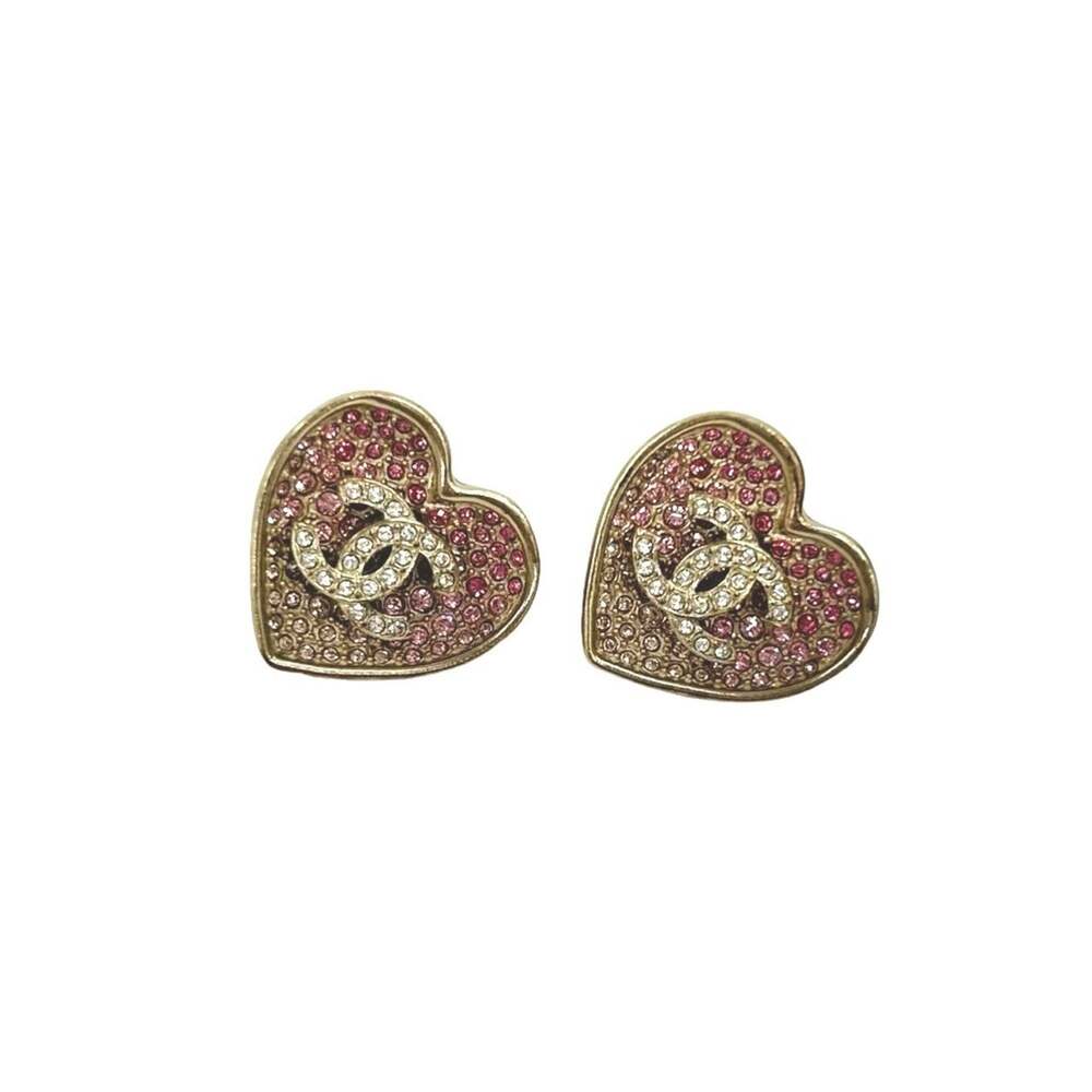 Chanel Cc Logo Heart Earrings Gold-Tone #207068C15B - Picture 3 of 5